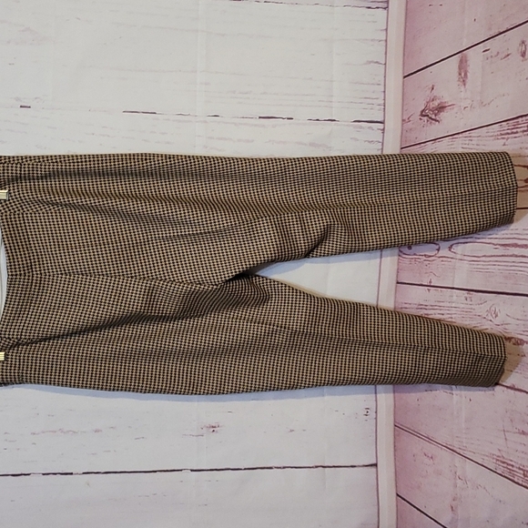 TALBOTS PETITIES HERITAGE BLACK/TAN HOUNDSTOOTH PANTS - Picture 8 of 17